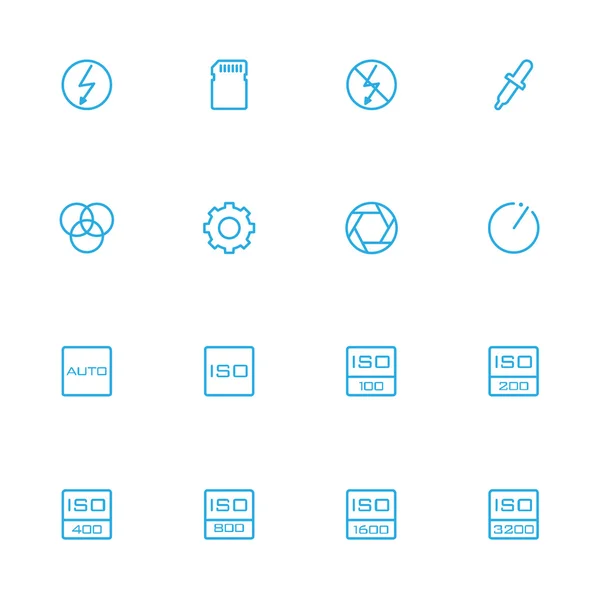 Controle e configuração de ícones de linha azul — Vetor de Stock
