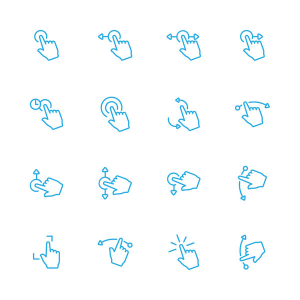 Touch Gesture Blue Line Icons