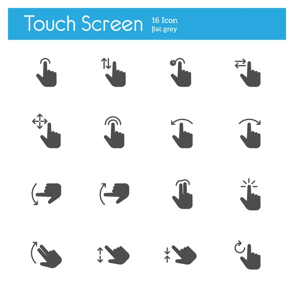 Touch Gesto iconos icono plano — Vector de stock