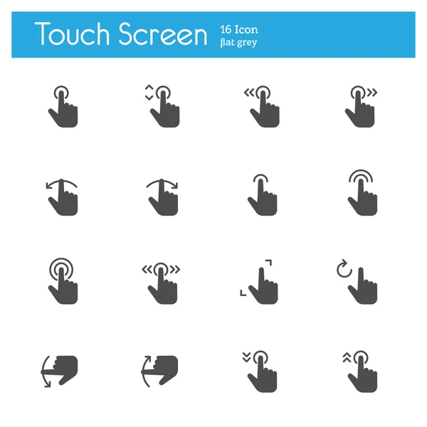 Ícones de tela de toque ícone plano — Vetor de Stock