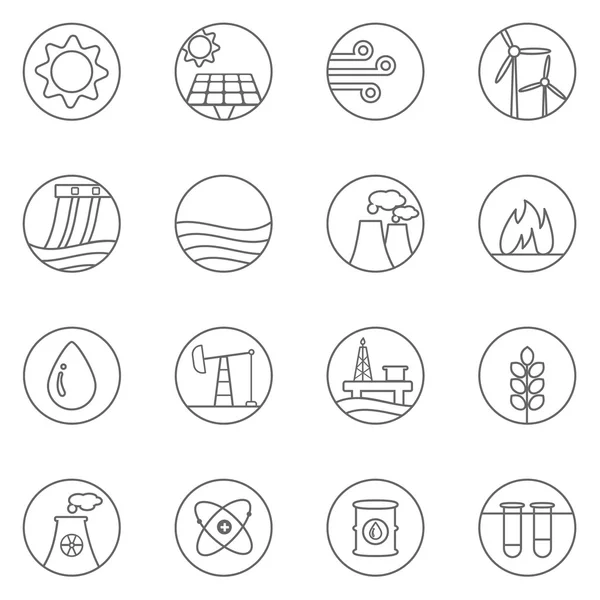Symbole für Kraftstoff und Stromerzeugung — Stockvektor