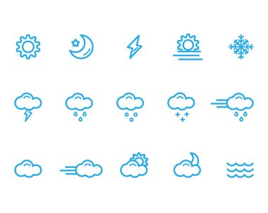 Meteo icons, weather icons clipart