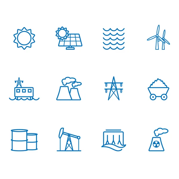 Power generator line icons — Stock Vector