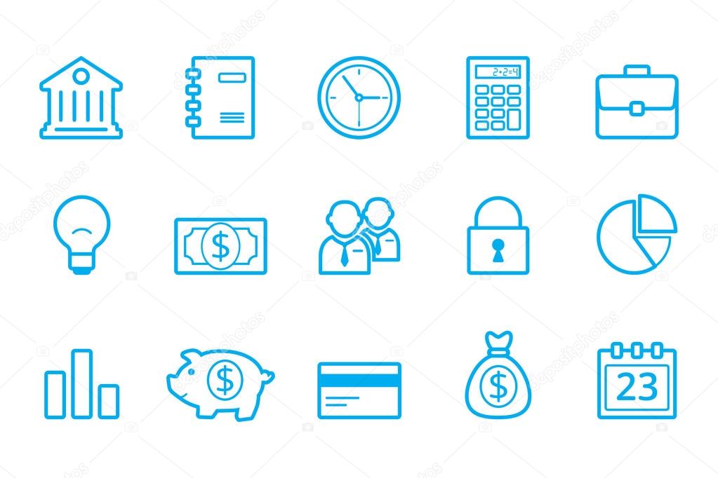 Bank line icons, business line icons