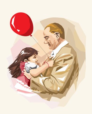 Küçük kıza sevgiyle sarılan Türkiye Cumhurbaşkanı Atatürk