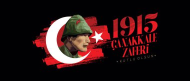 Canakkale zaferinin ve şehitler gününün asker temsilcisi. Tercümesi: 1915, Mutlu Kanakkale Zaferi)