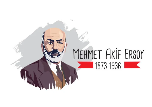 Mehmet Akif Ersoy (1873-1936) Türk şair, yazar, akademisyen ve milletvekili. Vektör illüstrasyonu. 