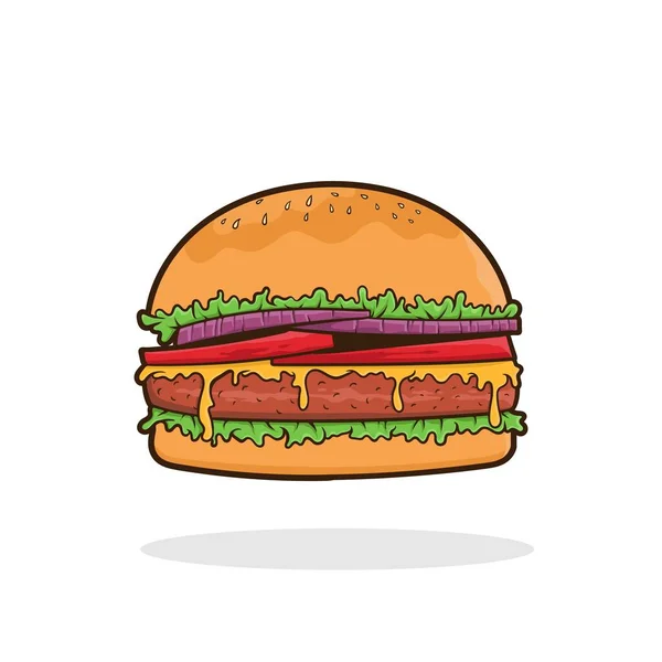 Hambúrguer Vetor Isolado Ilustração Plana Fast Food Para Cartaz Menus — Vetor de Stock