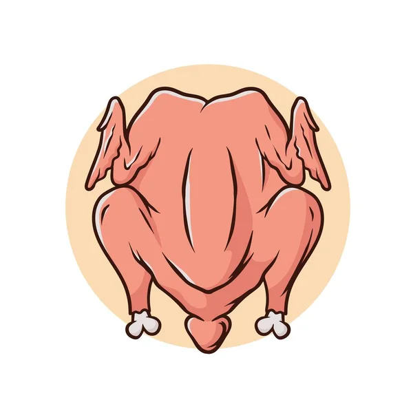 Κρέας Κοτόπουλου Κοτόπουλο Κρέας Κινουμένων Σχεδίων Απλή Κλίση Εικονογράφηση Φορέα — Διανυσματικό Αρχείο