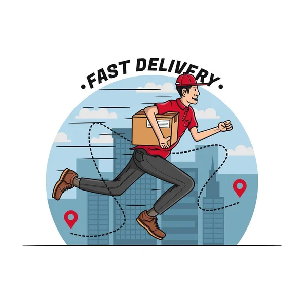 Fast Express Courier Run Ordem Envio Vetor Grátis — Vetor de Stock