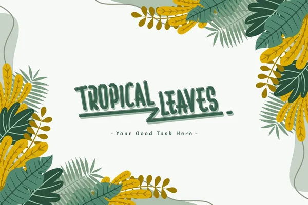 Fond Été Tropical Feuille Vecteur Plat — Image vectorielle