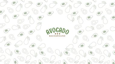 Avokado Çizgisi Resim Karalaması Arkaplan Deseni Vektörü
