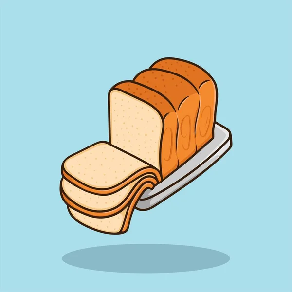 Sliced White Bread Fly Flat Cartoon Hand Drawn Vector Isolated — Stock Vector