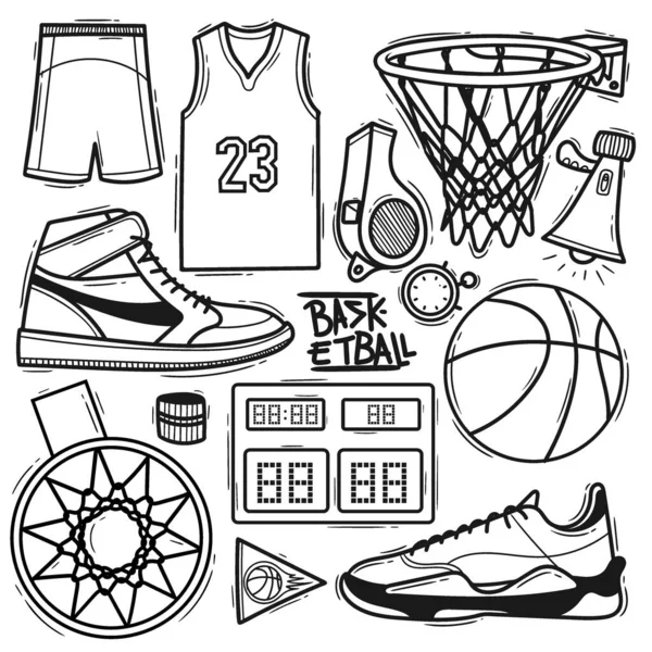 Basketbol Element El Çizimi Doodle 'ı ayarla