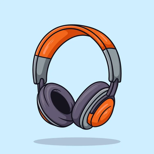 Headphone Orange Cartoon Icon Vector — Stock Vector