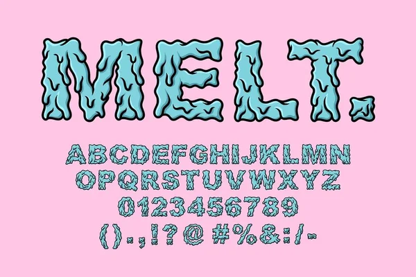 Slime Alphabet Melt Grime Typography Set Concept Icono Dibujos Animados — Vector de stock
