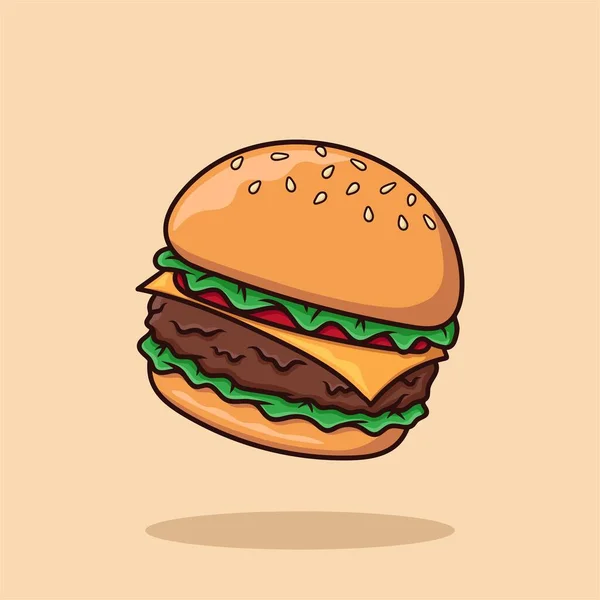 Hambúrguer Queijo Cartoon Vector Ilustração — Vetor de Stock