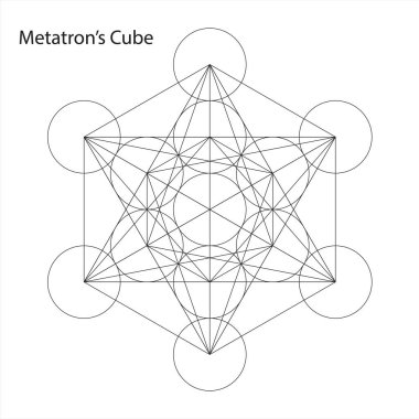 Meta-tron Küpü. Metatron 'un küpü. Kutsal geometri klasik sembolü. Stok vektör illüstrasyonu