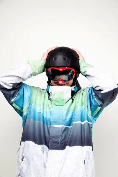 Snowboarder isolato su sfondo bianco — Foto Stock