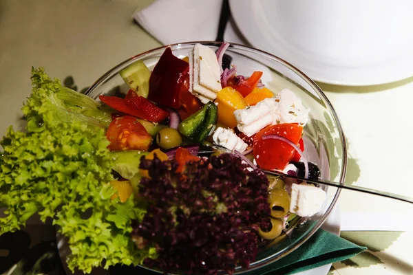 Greek Salad in cafe — Stock Photo, Image