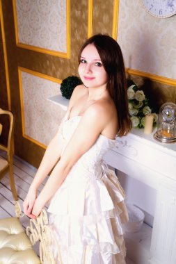 Güzel gelin düğün portre kapalı