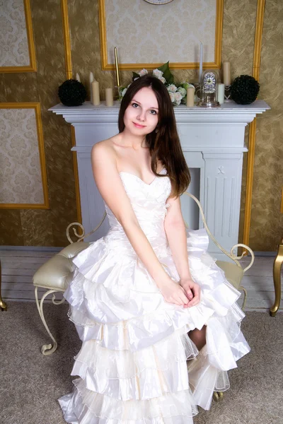 Beautiful Bride Wedding Portrait Indoors — Stock Photo, Image