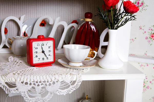 Close-up of white decorated cupboard — Stock Photo, Image