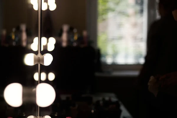 O espelho na sala de maquiagem — Fotografia de Stock