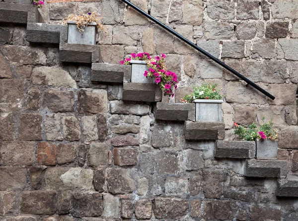 Steintreppe an Hauswand — Stockfoto