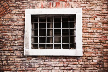 eski kırmızı tuğla için arka plan doku duvar duvar ve pencere,.