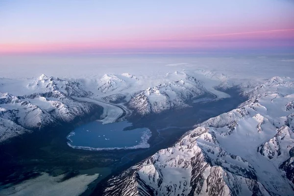 Glacier Terminant Dans Lac George Intérieur Base Mont Gannett Alaska — Photo