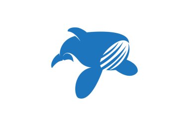 Kambur balina. Logo. Beyaz arka planda izole edilmiş balina.