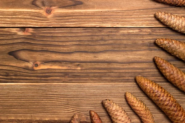 Köknar dalları ve konileri olan Noel arkaplanı