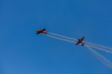 ZHUKOVSKY, MOSCOW REGION, RUSSIA - AUGUST 29, 2015: Aerobatic Team 1Polet at WorldWide AirShow MAKS-2015 in Zhukovsky, Moscow region, Russia.