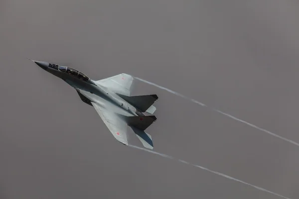 ZHUKOVSKY, MOSCOW REGION, RUSSIA - AUGUST 29, 2015: Jet Fighter MiG-29 Fulcrum at WorldWide AirShow MAKS-2015 in Zhukovsky, Moscow region, Russia.