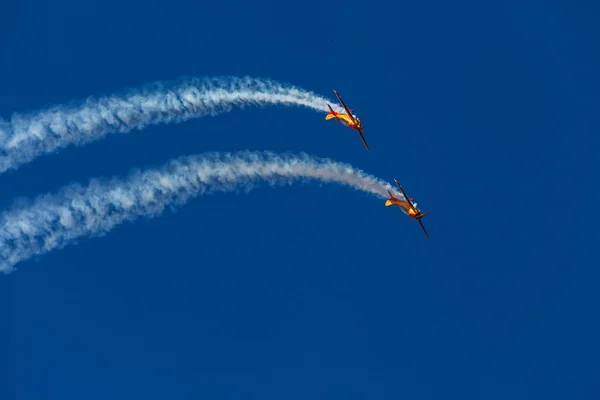 ZHUKOVSKY, MOSCOW REGION, RUSSIA - AUGUST 29, 2015: Aerobatic Team 1Polet at WorldWide AirShow MAKS-2015 in Zhukovsky, Moscow region, Russia. — Zdjęcie stockowe