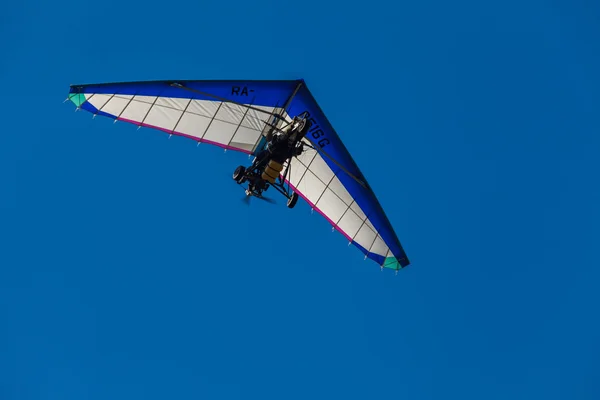 ZHUKOVSKY, MOSCOW REGION, RUSSIA - AUGUST 29, 2015: Hang-Glider at WorldWide AirShow MAKS-2015 in Zhukovsky, Moscow region, Russia.