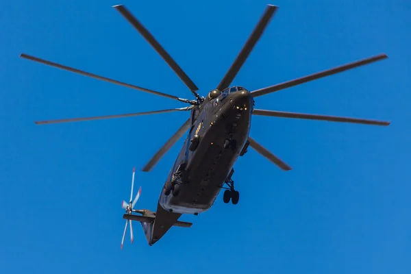 ZHUKOVSKY, MOSCOW REGION, RUSSIA - AUGUST 29, 2015: Helicopter Halo Mil Mi-26T2 at WorldWide AirShow MAKS-2015 in Zhukovsky, Moscow region, Russia.