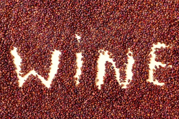 Napis Wino Wykonany Nasion Winogron — Zdjęcie stockowe