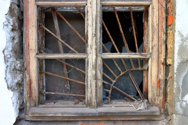 Old Wooden Window Lattice Broken Glass Royalty Free Stock Images