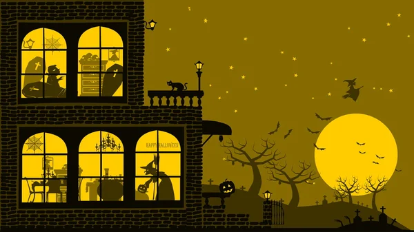 Halloween huis achtergrond — Stockvector