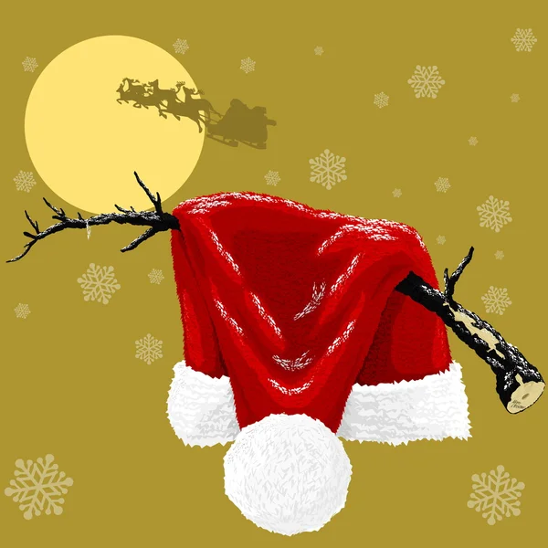 Різдвяний фон, підібраний капелюх Санти — стоковий вектор