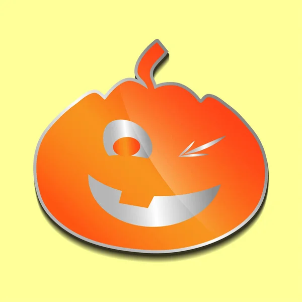 Etiqueta engomada de calabaza naranja guiño sobre un fondo de color. — Vector de stock