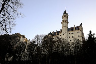 Neuschwanstein Şatosu erken kış, ünlü Fussen sarayda, 