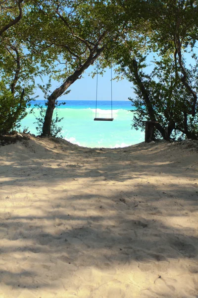 Balançoire sur la plage paradisiaque — Photo