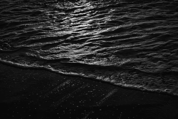 Wave Coming Beach Black White Spain — Stock Photo, Image