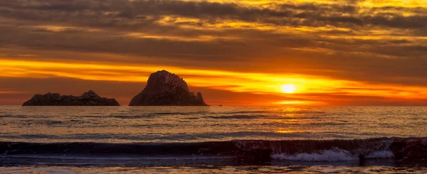 Чудове Захопливе Сонце Пропливає Над Морем Іспанія — стокове фото