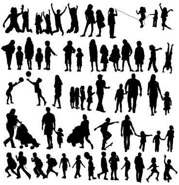 Çocuk siluetleri kümesi