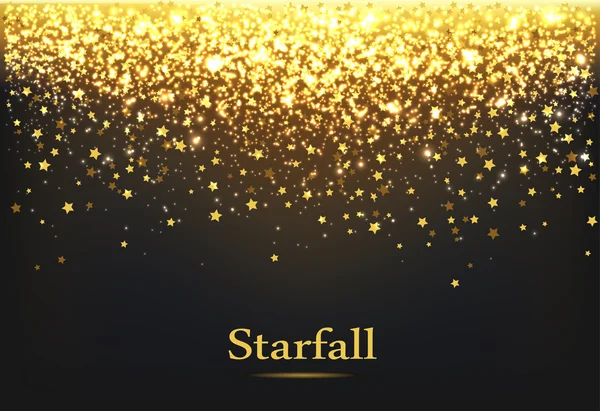 Starfall en bachground negro — Vector de stock