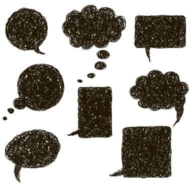 Beyaz çizilmiş konuşma balonları kümesi